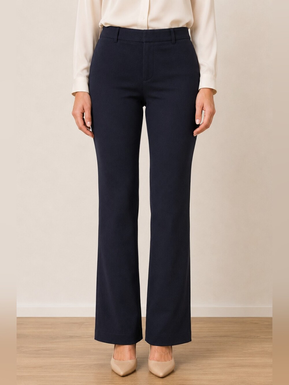 Quince Ultra-Stretch Ponte Bootcut Pants Navy Petite XL